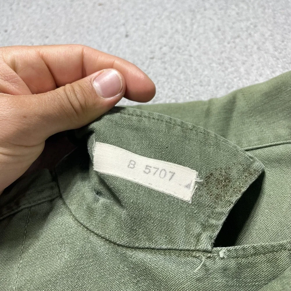 Vintage 50s OG-107 Field Shirt Mens L Green Twill Button Front Long Sleeve P-869